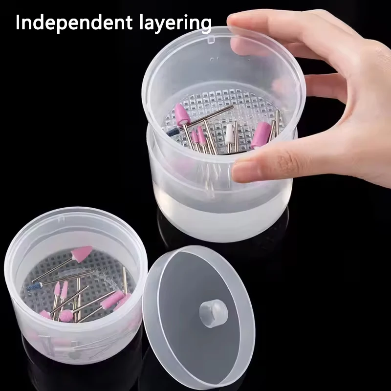 Herramienta para uñas, caja de limpieza desmontable, brocas, cabezal de molienda, cortador, pinzas, accesorios, caja de almacenamiento de desinfección de plástico, 1 ud.