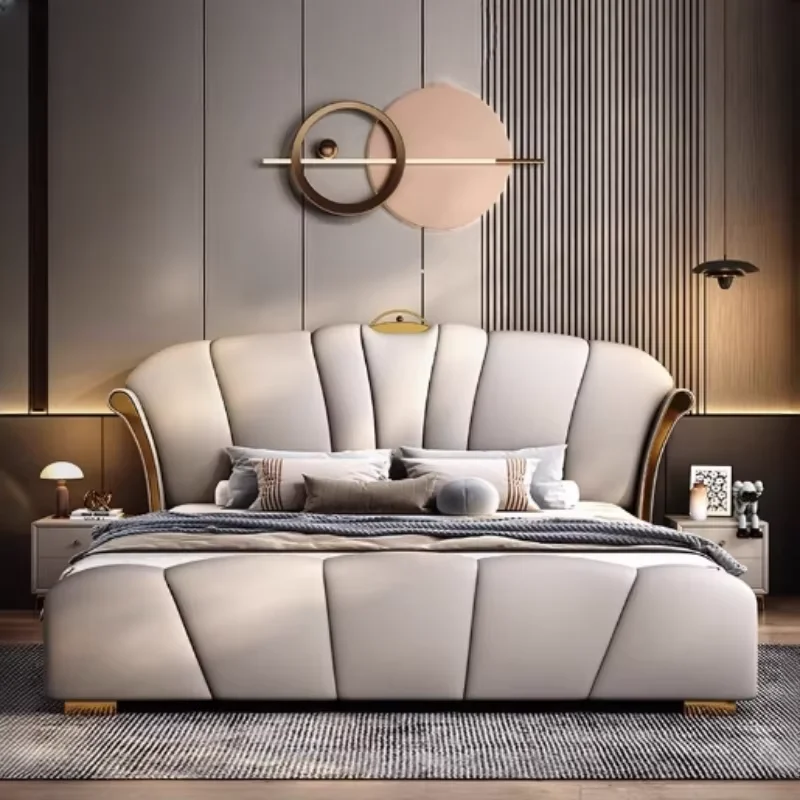Unique Luxury Headboard Double Bed Nordic Pretty King Size Room Double Bed Hotel Modern Letto Matrimoniale Bedroom Furniture