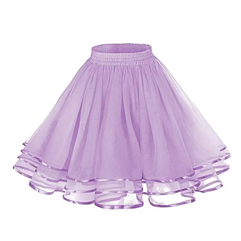 14 Farben Damen Petticoat Tutu Unterröcke Krinoline 50er Jahre Drei Schichten Band Gaze Tüllrock Vintage Braut Slips Rockabilly – Detail 8
