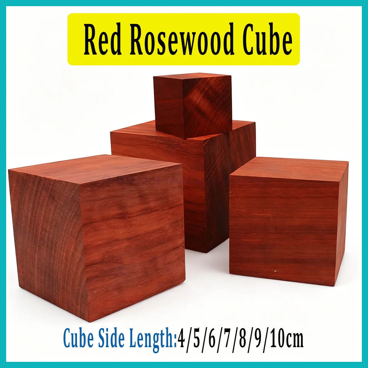 Cubo de Madera de Palisandro Rojo, Madera Maciza Cuadrada en Blanco, Material para Tallado Manual DIY, Base Decorativa para el Hogar, Adorno Artístico