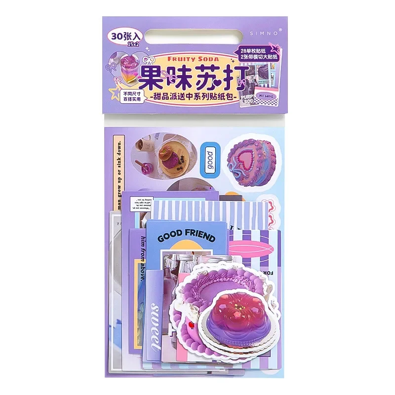 30sheet/set American Style Dessert Series Sticker for Student Kawaii Cake Stationery Sticker DIY Decor Scrapbook Journal Sticker