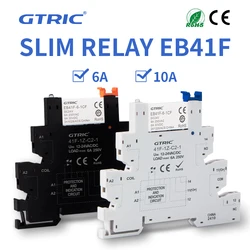 GTRIC Slim Relay 41F-1Z-C4-1 Integrated PCB Mount Power Relay With 12-24V Universal Base Industrial Din Rail Ultra-thin Relay