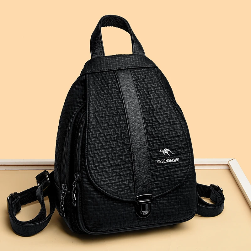 

2023 New Women Backpack Luxury High Quality Leather Fashion Shoulder Bag Female Multifunction Large Capacity Travel Knapsack Sac