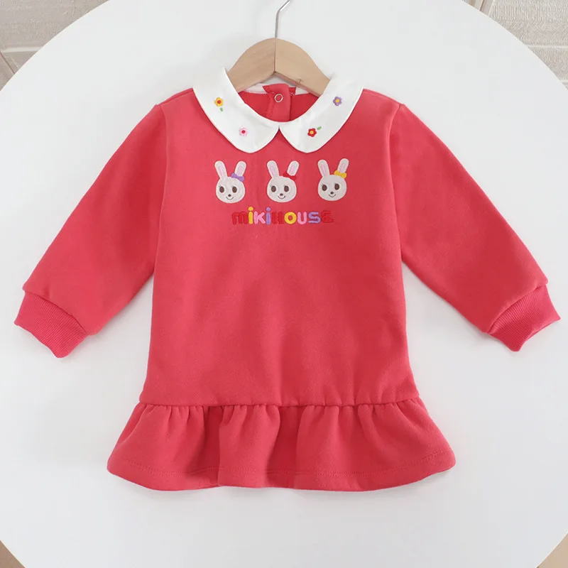 Autumn Girl Cartoon Rabbit Long Sleeved Sweatshirts  Skirt Kids Clothes Girls  Dresses  Baby Sweatshirt  Cute Hoodies Roupa