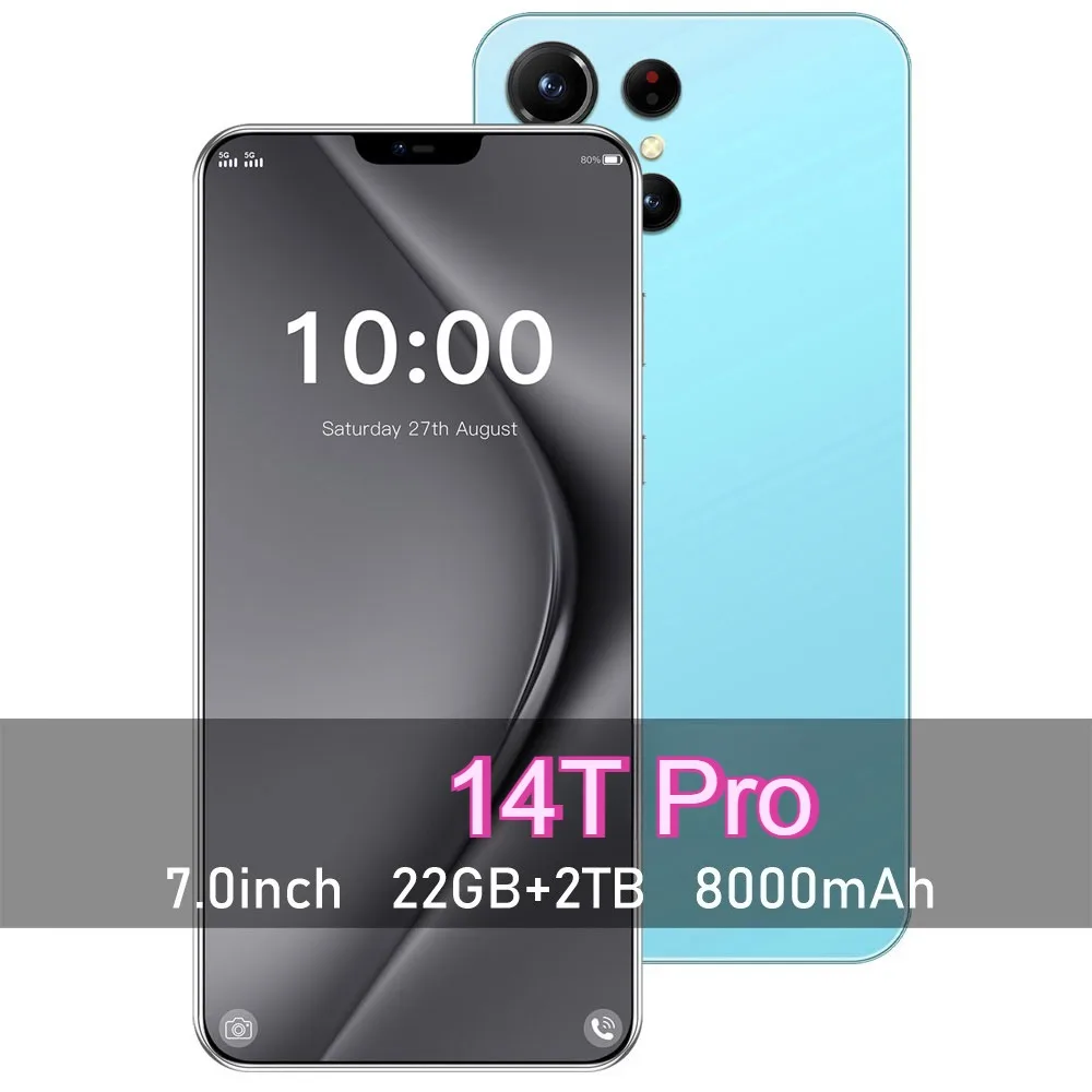 

HOT 14T Pro Android 7.0 HD Global Edition Оригинальный Смарт Дешевый 22 ГБ + 2 ТБ 5G Двойная карта 8000 мАч Батарея Функция распознавания лиц