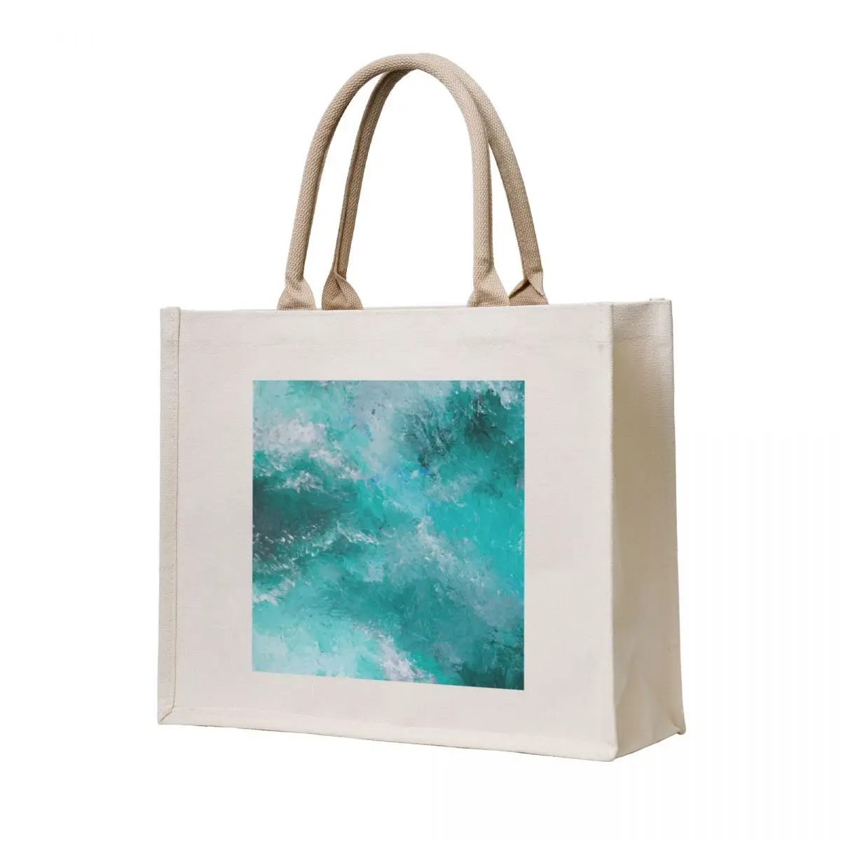 

Resonance - Abstract Turquoise Waves/Clouds Acrylic Painting Tote Bag Gift bags Custom bag Women's shopper
