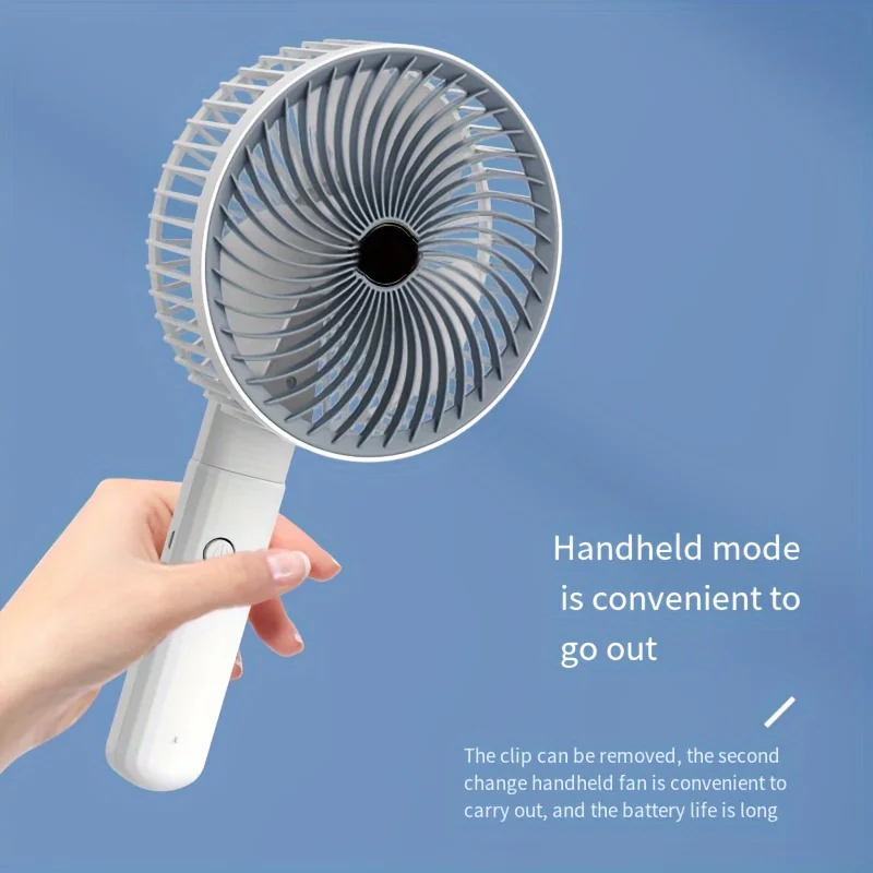 1pc Desktop Usb Large Capacity Battery Wall Hanging Dual-purpose Clip Fan Folding Home Desktop Fan Retractable Portable Fan