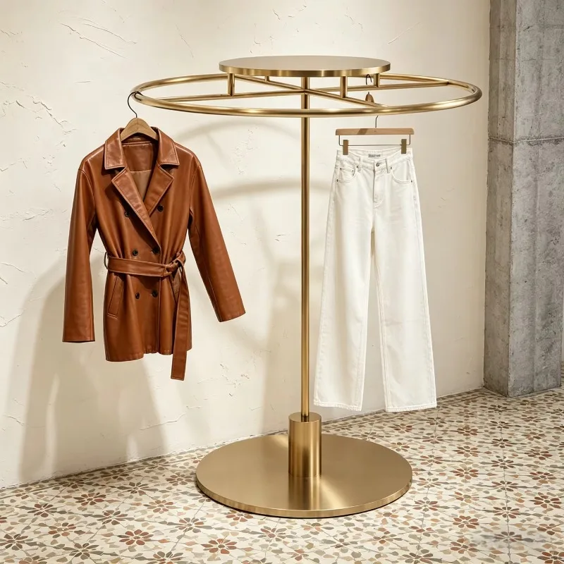 Custom Shop Hangers Scarves Shawls Clothing Dresses Denim Shirts Carpet Carpet Round Metal Rotating Display Rack
