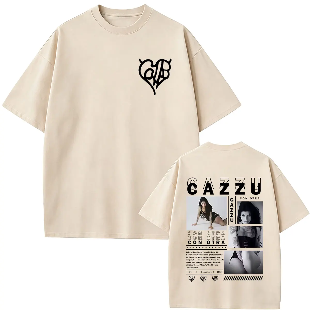 Latin Trap Cazzu Con Otra T Shirts Summer Men Women Fashion Pop Music Tshirt Male Vintage Oversized T-shirt Men's Cotton Tees