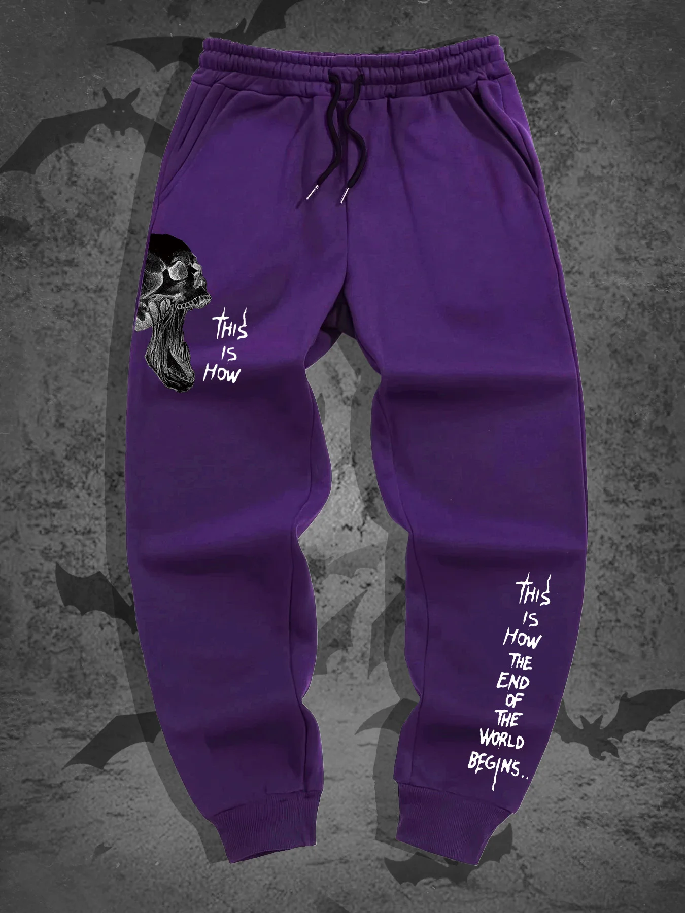 

Fashion Gothic Pattern Printed Casual Multifunctional Men's Pants Hip Hop Trousers with Tie-up Sports Pants Pull Rope Sweatpants