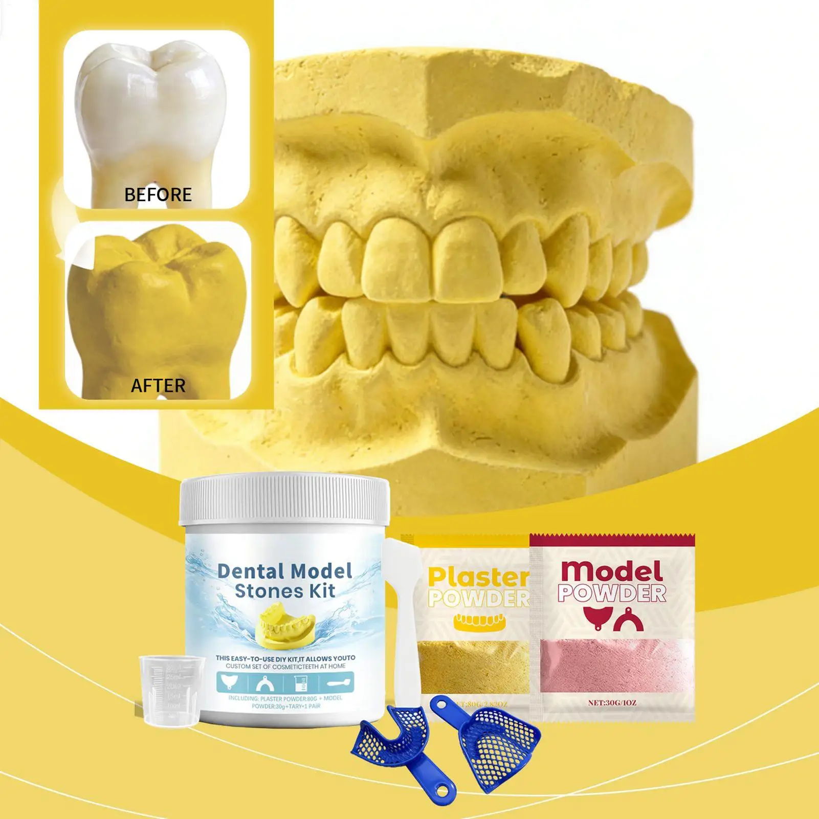 Teeth Model Kit DIY Impression Set Easy Dental Education Study Model Craft Making Taking Teeth Impression Plaster Mold Cast Kit