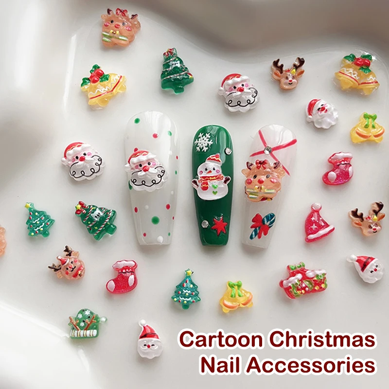 

**30 Pcs Cute Mini Resin Cartoon Christmas Decorations Flatback Ornament Jewelry Making Manicure Hairwear Accessories
