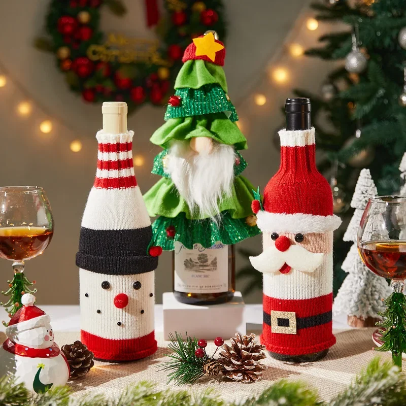 

Christmas Decoration Wine Bottle Set Cartoon Santa Tree Red Wine Champagne Set Christmas Hotel Restaurant Christmas Supplies