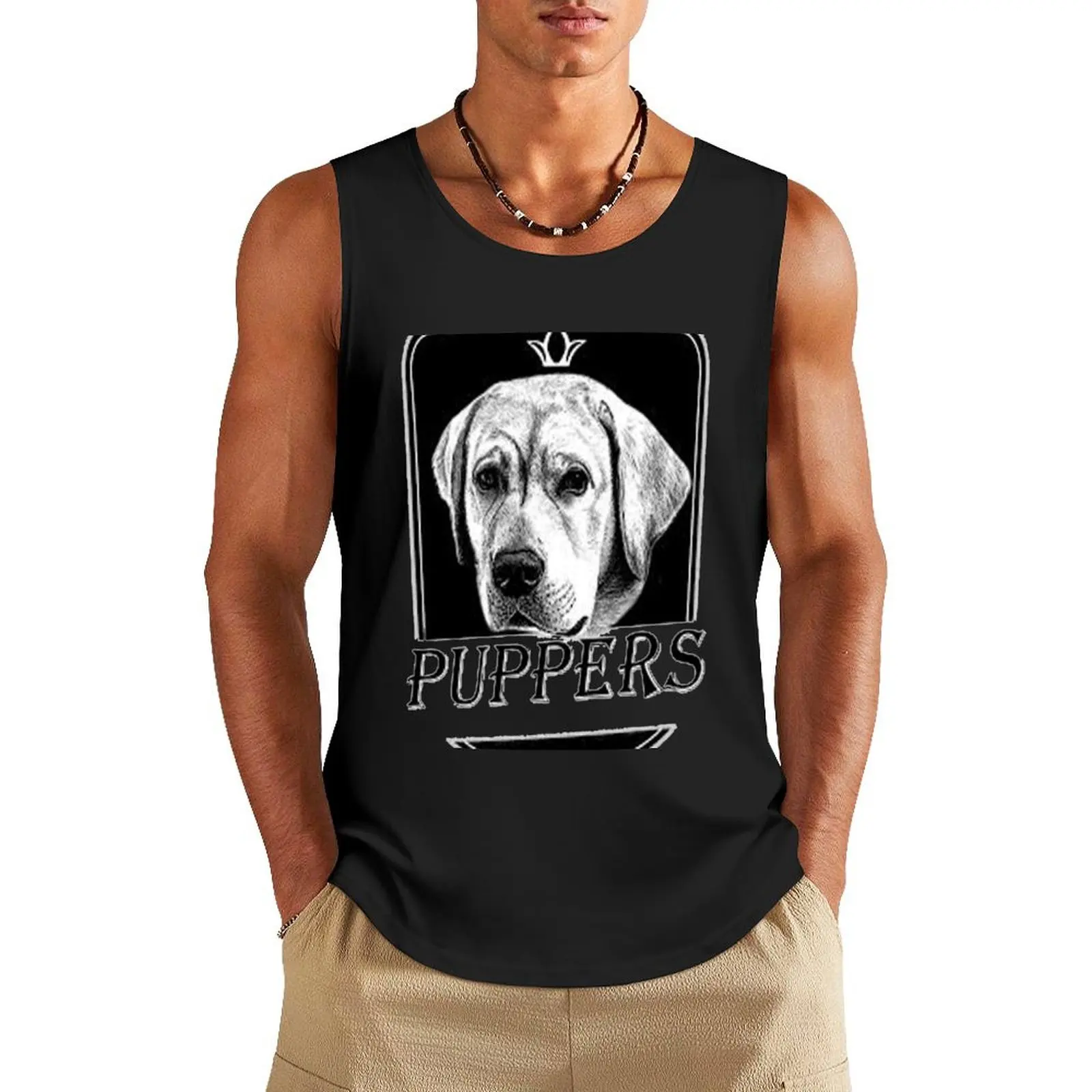

puppers beer Tank Top Men's fitness t-shirt bodybuilding men plain t-shirt Short sleeve