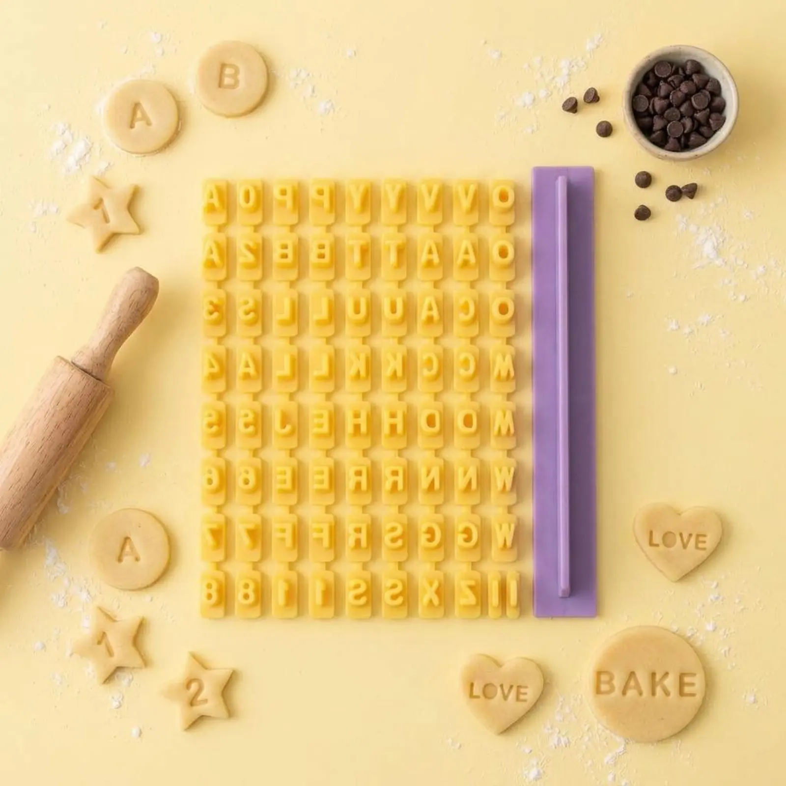 Alphabet Cookie Stamp Set Long-Lasting Number and Symbol Stamp Movable Type Cookie Cutter Food Grade ABS Symbol Embosser