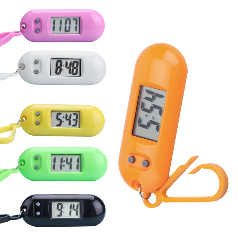 Student Exam Study Electronic Clock with Keychain Silent LCD Digital Display Library Portable Desktop Alarm Clock