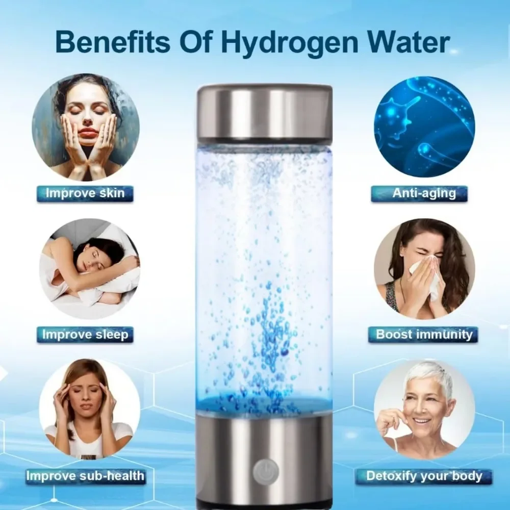 Hydrogen Water Bottle,Portable Hydrogen Water Generator Machine, Improve Water in 3 Minutes Quick Electrolysis Suitable for Home