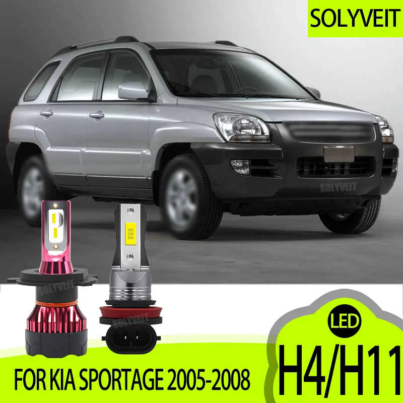

LED H4 Headlight Dual Beam Bulbs High Lumen Output Auto H11 Fog Lamps 12V 6000K White FOR Kia Sportage 2005 2006 2007 2008