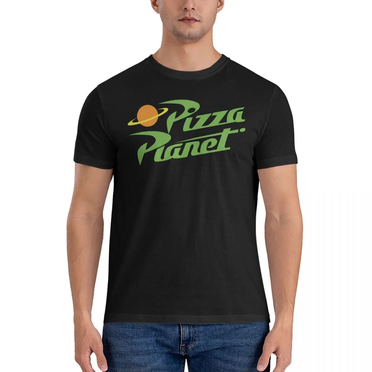 Men Pizza Planet T Shirts Disney Toy Story Pure Cotton Tops Vintage Short Sleeve O Neck Tees New Arrival T-Shirts