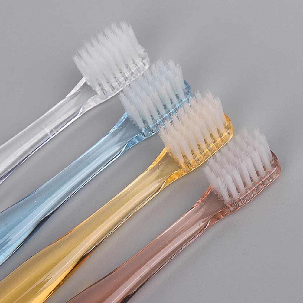 

8pcs Soft Toothbrush Transparent Crystal Premium Plastic Handle Nylon Bristles Ergonomic Anti Daily Use Travel Adult