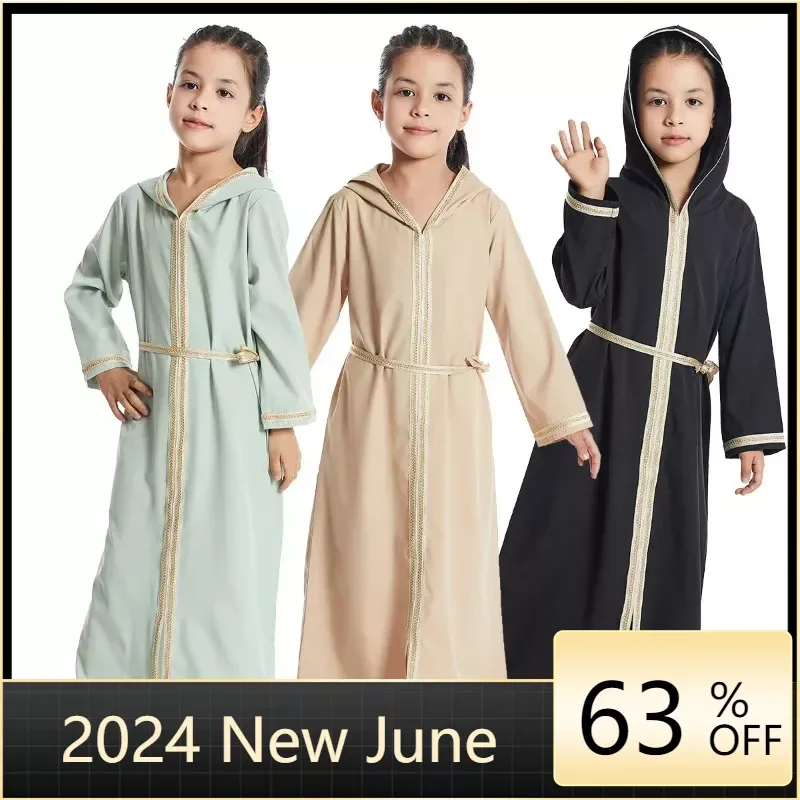 

Kids Muslim Girls Abaya Prayer Long Maxi Dress Turkey Kaftan Arab Robe Dubai Islam Morocco Eid Party Ramadan Holiday Gown Caftan