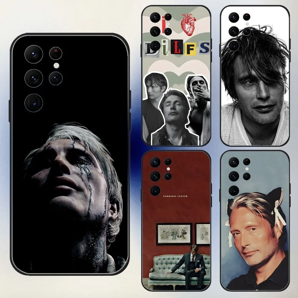 M-Mads Mikkelsen Phone Case For Samsung S24,23,22,30,21,10,9,Ultra,Plus,Lite,FE,5G Black Soft Case