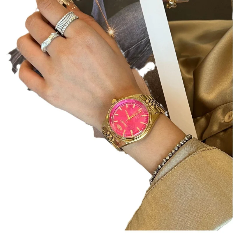 Reloj de cuarzo con temperamento Retro para mujer, reloj de oro rosa rojo, madre del Oeste, envío directo