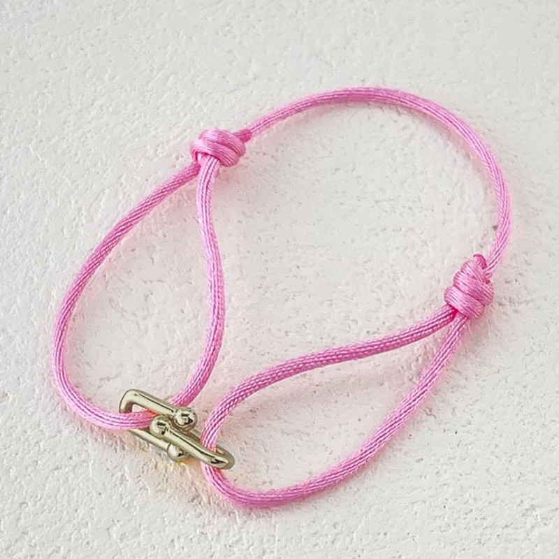 Pulsera trenzada de cuerda ajustable, cierre en U de herradura, amor, amistad