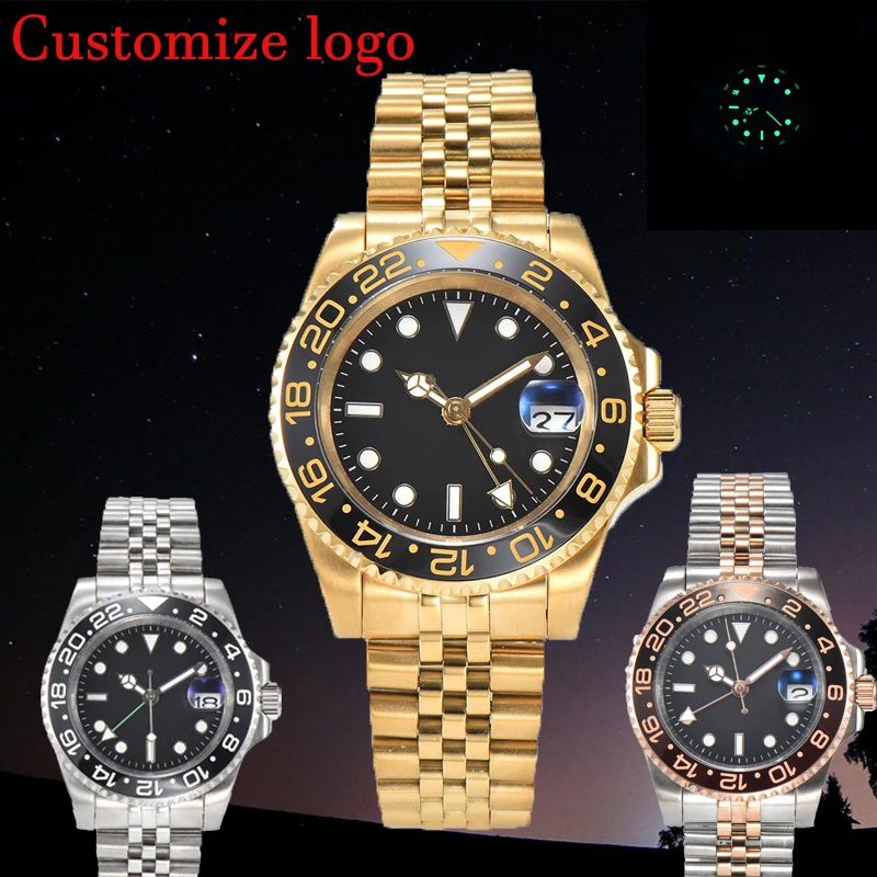 

40mm NH34A Movement 10bar waterproof GMT Men's Automatic Mechanical watch Sapphire glass waterproof 316L stainless steel