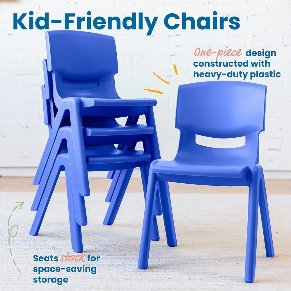 Kids 14in School Stack Chair, Classroom Furniture, 4-Packchair measures 14.75" W x 16” D x 25.25”H, seat height measures 14” H