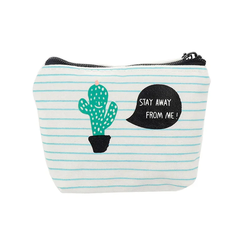 Small Fresh Canvas Coin Purses Casual Coin Wallet Lady Fashion Cute Cactus Mini Cartoon Women Kids Girl Small Coin Purses