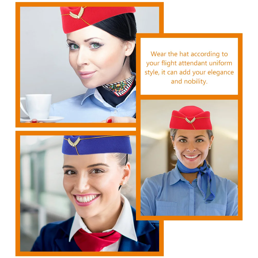 

2Pcs Stewardess Cap Hat Lightweight Comfortable Flight Attendant Cosplay Party Performance Accessory Stewardess Hat Cap