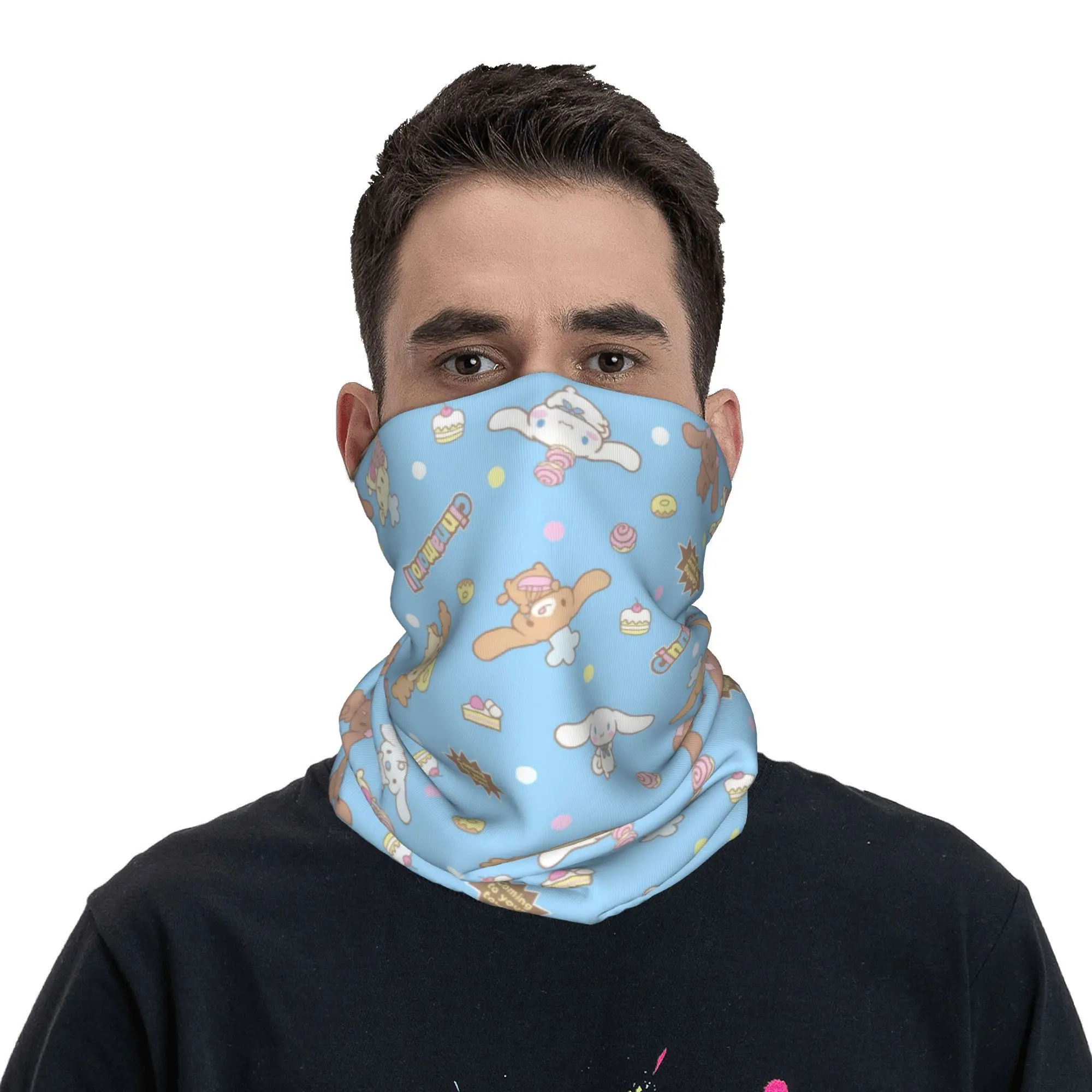 Personalizado quente dos desenhos animados bonito cinnamoroll bandana pescoço mais quente das mulheres dos homens inverno esqui caminhadas cachecol gaiter rosto capa