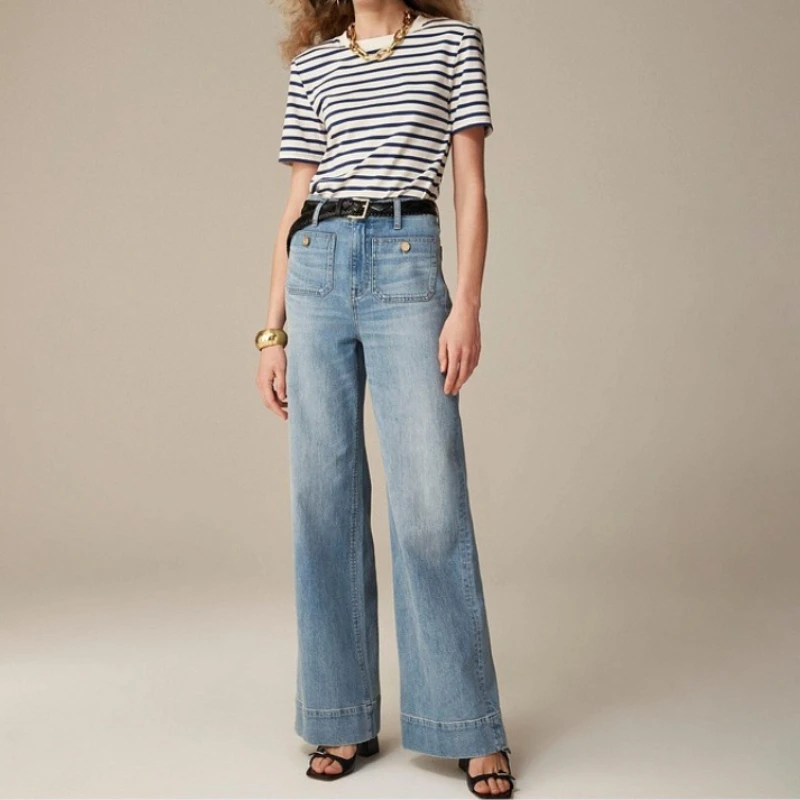 Jeans Denim Pant Women Wide Leg Long Pants Casual Loose High Waist Straight Trousers Y2k Streetwear Mom Jeans Summer 2025