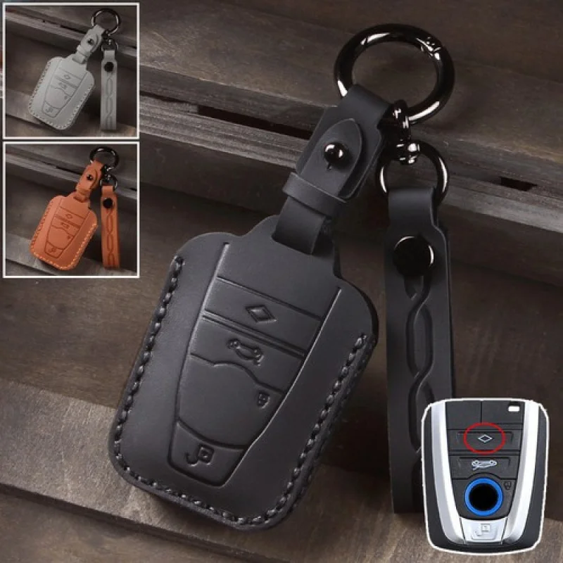 

A+ Genuine Leather Car Smart Remote Key Fob Case Cover Holder For BMW i3 i8 Series