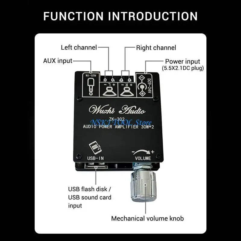 

L8RC ZK-302 Bluetooth-Compatible Digital Amp Board Stereo Board 2.0 Channel for