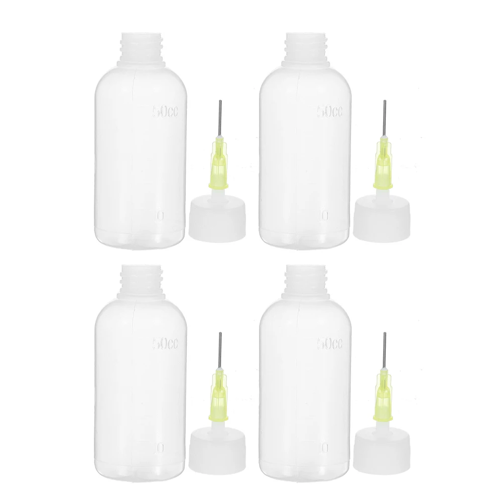 

4pcs 50ml Plastic Dispensing Bottle Fine Tip Needle Point Squeeze Glue Applicator Portable Craft Alcohol Lab Bottle Precision