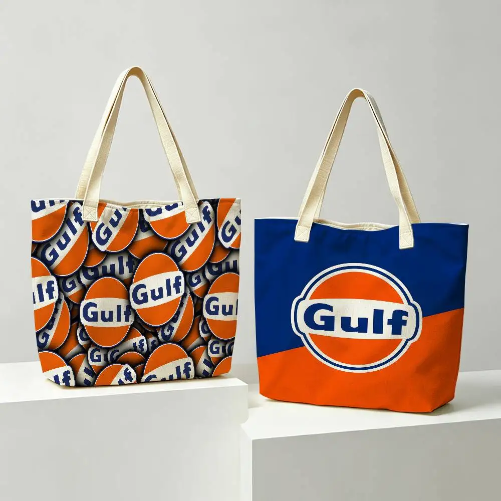 G-Gulf O-Oil Retro Storage Bags Linen Blend Cotton Polyester Double-Sided Shoulder Handbag Reusable Eco-Friendly Tote Bag view 6