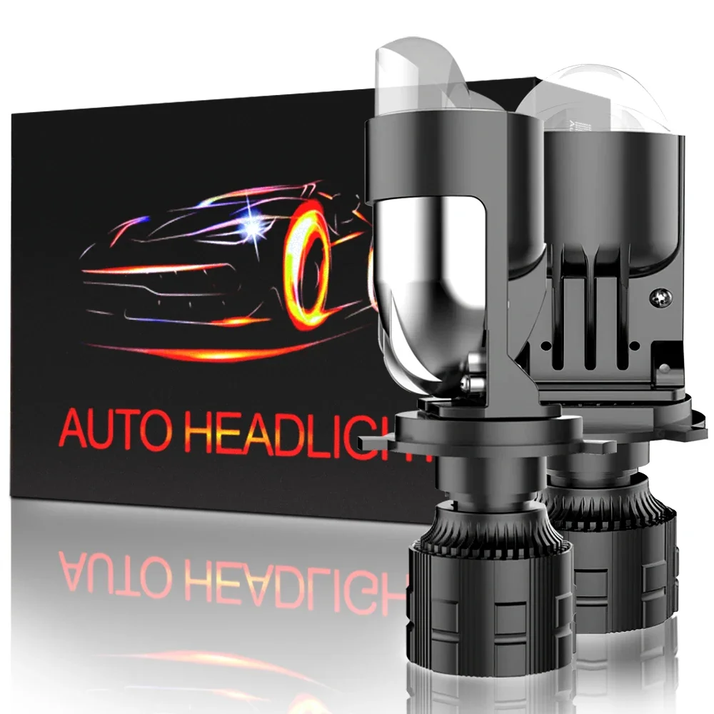 2023 Newest Car Motorcycle h4 Hi-Lo Headlight Laser Mini Dual Projector Lens High Power LED Fog Lamp 25000LM For Automotive Moto