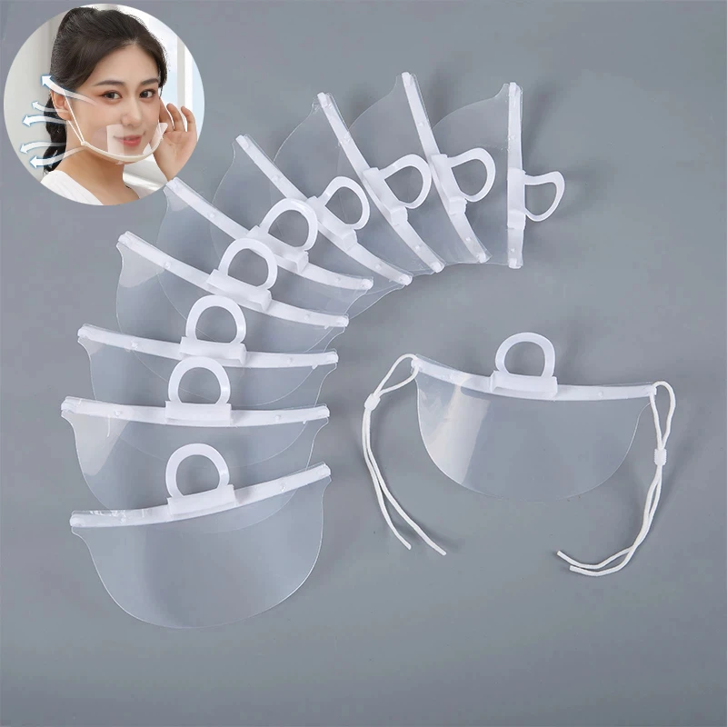 

New 20PCS Clear Plastic Catering Mask Hotel Beauty Chef Waiter Protective Mask Reusable Visible Splash Proof Mask