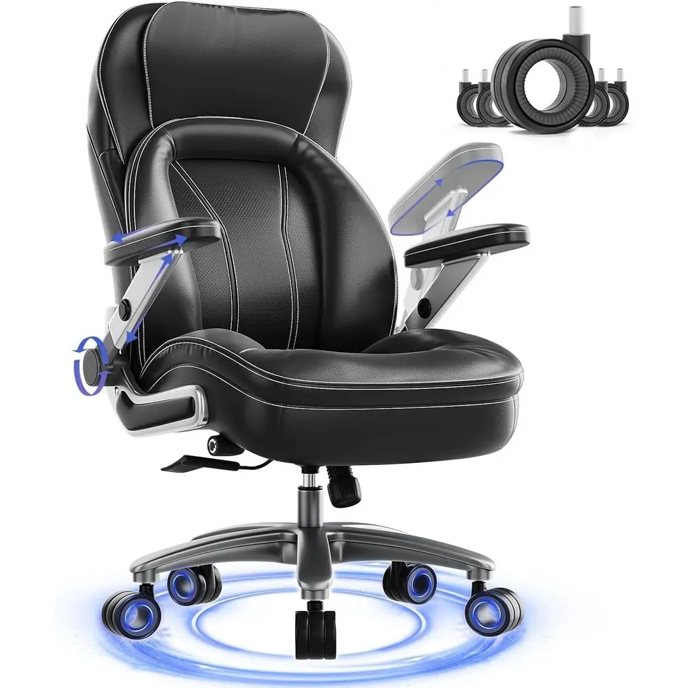 Big and Tall Oice Chair, 600lbs Heavy Duty Desk Chair with 5D Arms, Adjustable Lumbar Support & Height, unction, PU Leather High