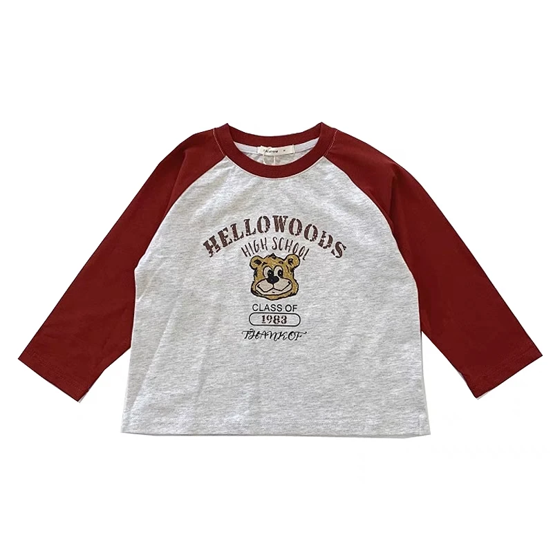 Baby Boys And Girls Long Sleeved T-shirt Children Autumn Clothing Tops Pullover Casual Kids Blouse Crewneck Bottom Shirt 1-6 Age