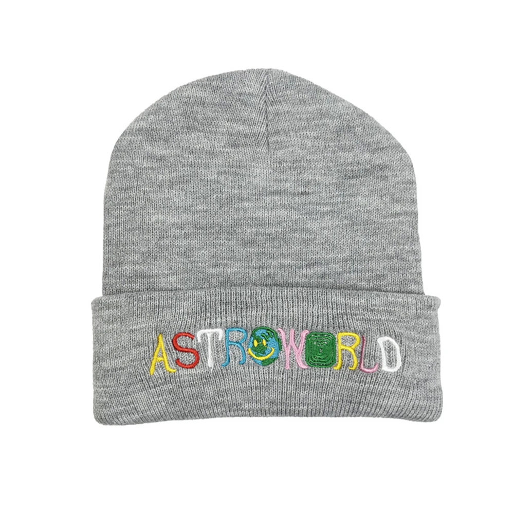 1pcs Beanie Astroworld Embroidery Knitted Hat Ski Warm Winter Unisex Hip Hop Hats Black White Red