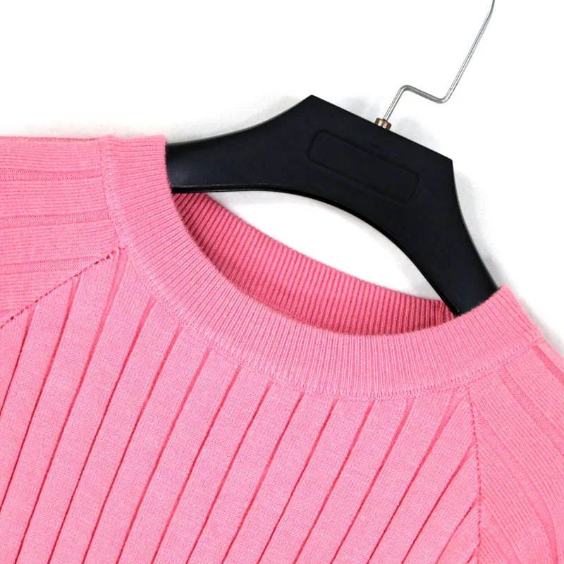 المرأة الخريف الشتاء فضفاضة محبوك طويلة Sve جولة Ne مخطط قاعدة طبقة سترة عارضة مريحة تنفس أعلى #3