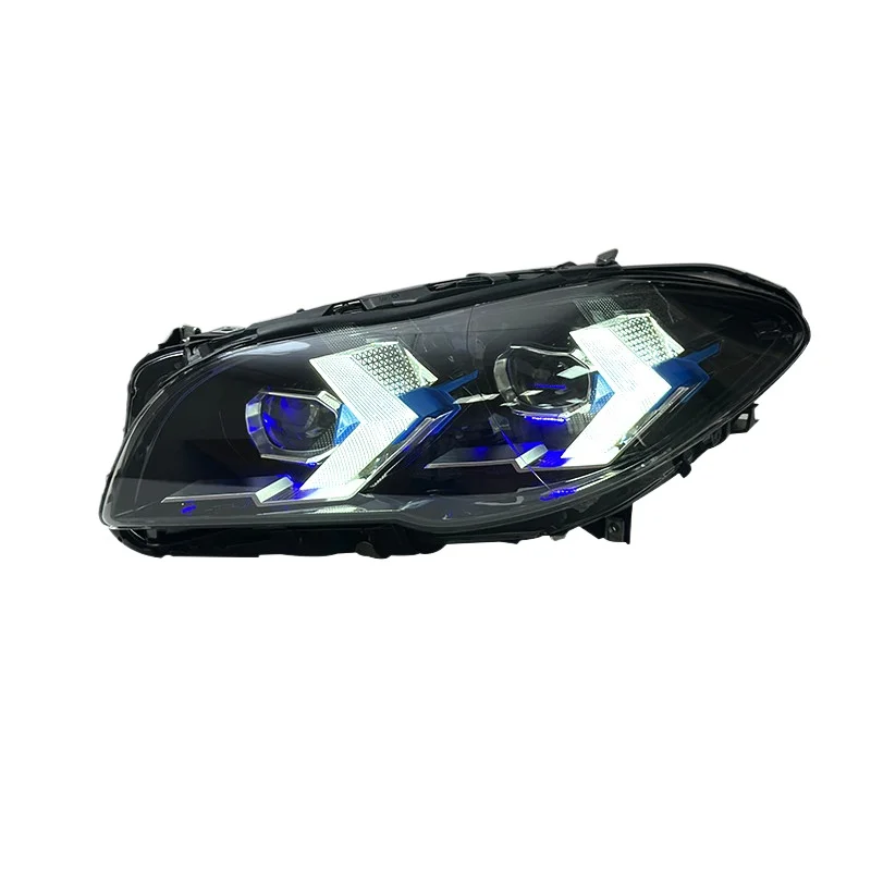 Neue verbesserte ABS-LED-Scheinwerferbaugruppe für 5er F10 F18 2011-2017 – Blue Eyebrow Edition mit sequenziellem Blinker und Tagfahrlicht