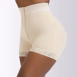 Faja Colombianas Women's Girdle Stretchy Mesh Shapewear High Waist Slim Belly and Hip Lift Pants Lace Zipper Body Shaping Pants