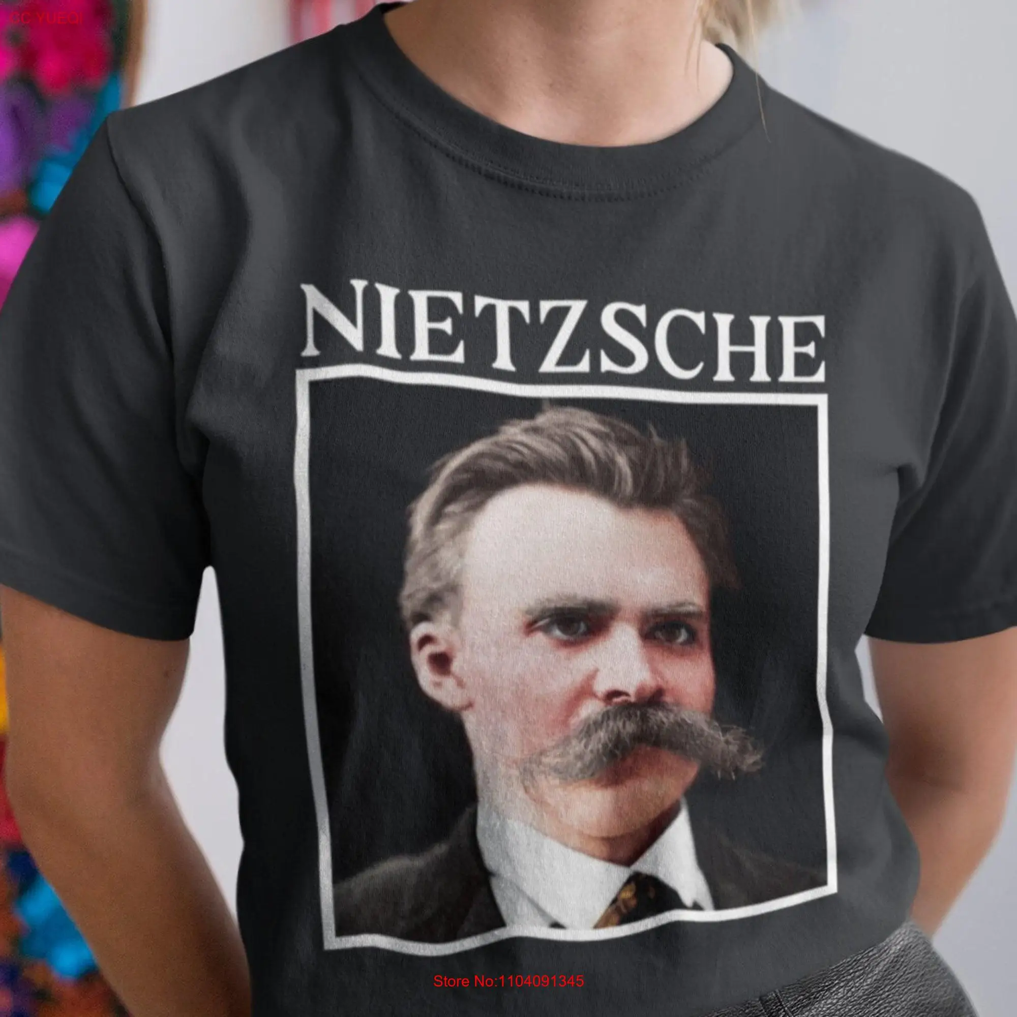 Friedrich Nietzsche T Shirt Philosophy s Retro Philosopher Amor Fati Existentialism Graduate long or short sleeves