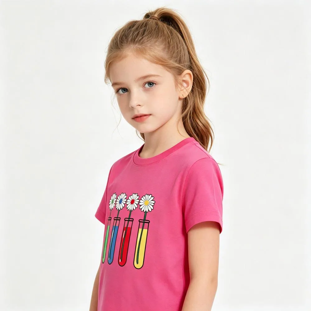Baby T Shirt Girl 3 to 6 9 12 18 Months 100% Cotton Pink White Designer Tshirt 1 2 Years Cute Flower T Shirts Soft Kids Clothes