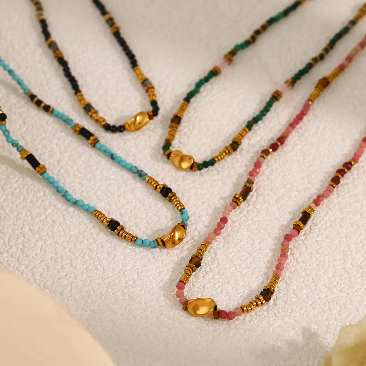 WILD & FREE Bohemian Retro Natural Stone Beads Stainless Steel Necklaces for Women Individual Ethnic Style Trendy Jewelry