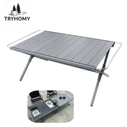 Tryhomy IGT Egg Roll Table Aluminum Alloy Portable Folding Camping Tactical Table Outdoor BBQ Table Drinking Tea Picnic Desk